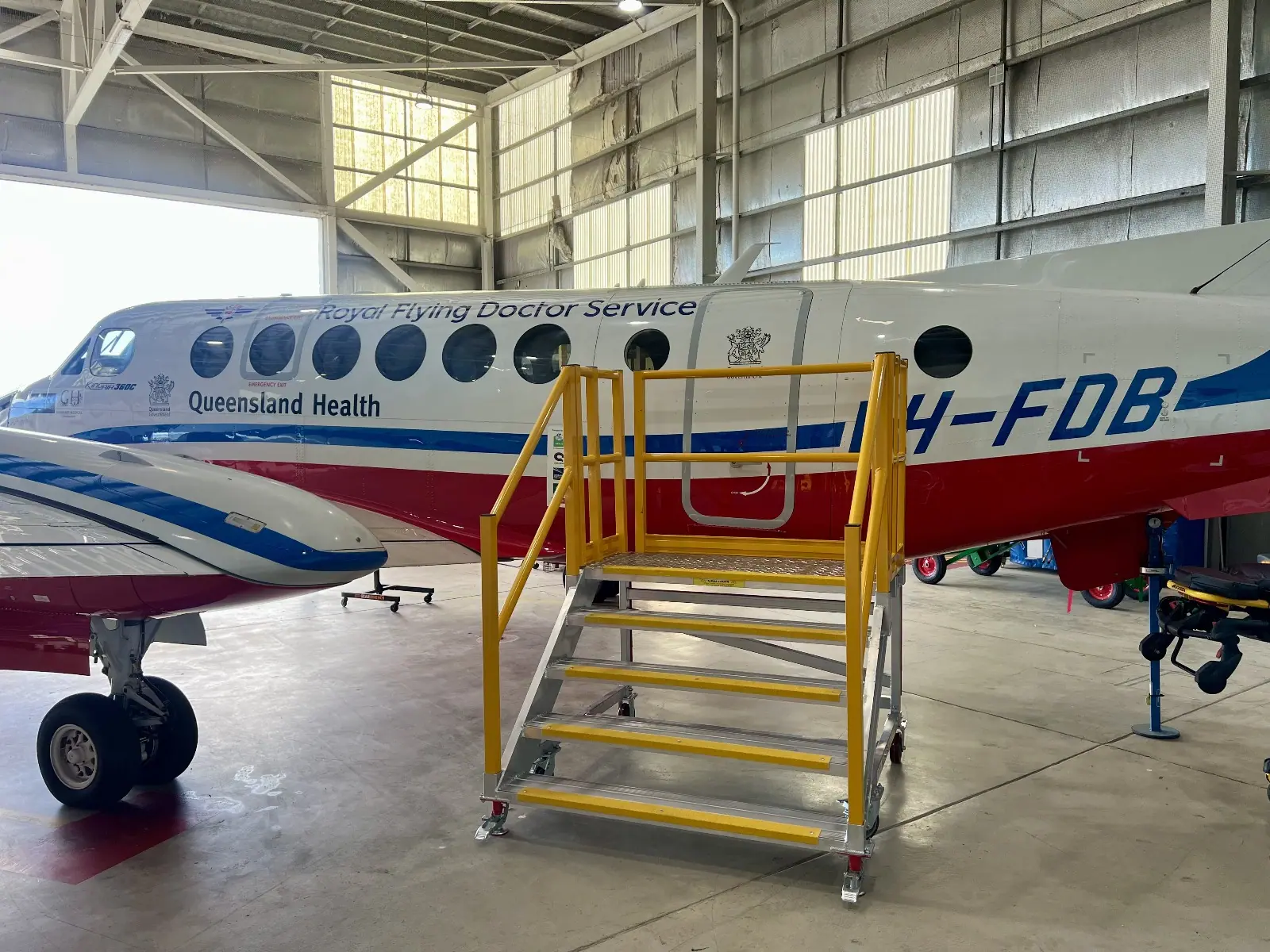 Close-up of aluminium work platform designed for safe aircraft access