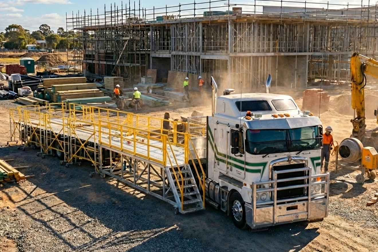 Star Aluminium truck access platforms and safety screens for loading and unloading operations