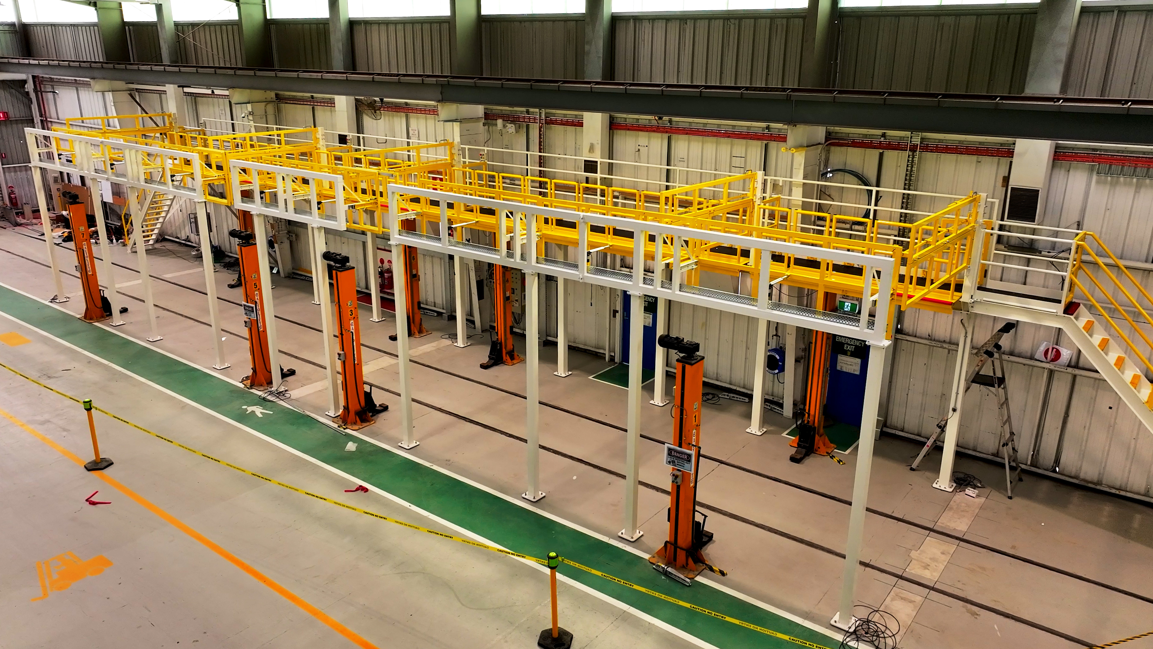Star Aluminium elevated walkway and mezzanine platform installation in large industrial facility